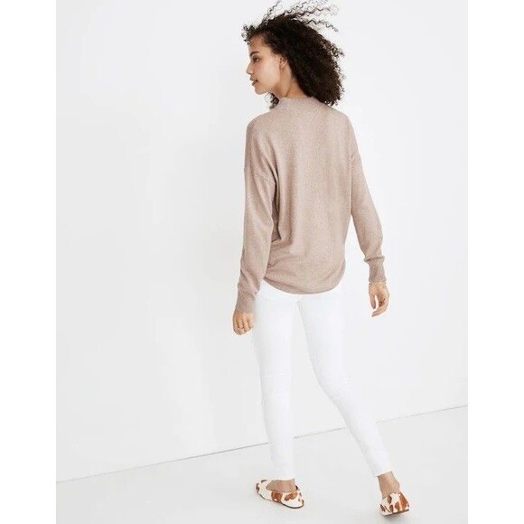 Madewell Ashbury Merino Wool / Alpaca Blend Mock Neck Sweater in Hthr Hazelwood - Picture 3 of 11